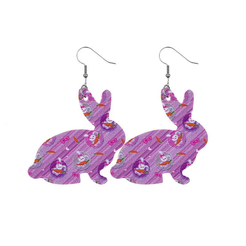2022 New Easter Leather Earrings Europe and America Cross Border Cute Egg Rabbit Leather Earrings Earrings