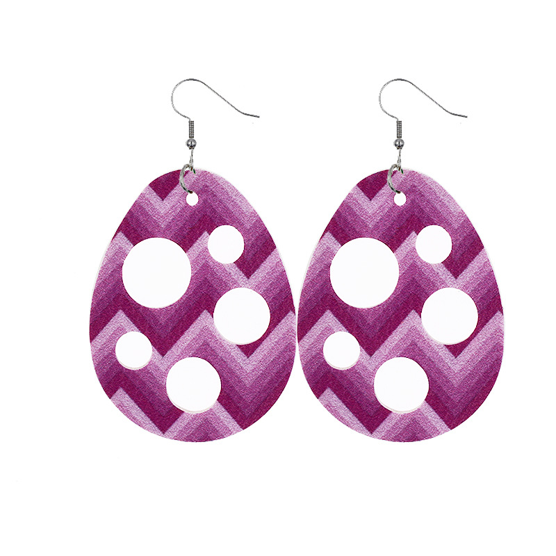2022 New Easter Leather Earrings Europe and America Cross Border Cute Egg Rabbit Leather Earrings Earrings