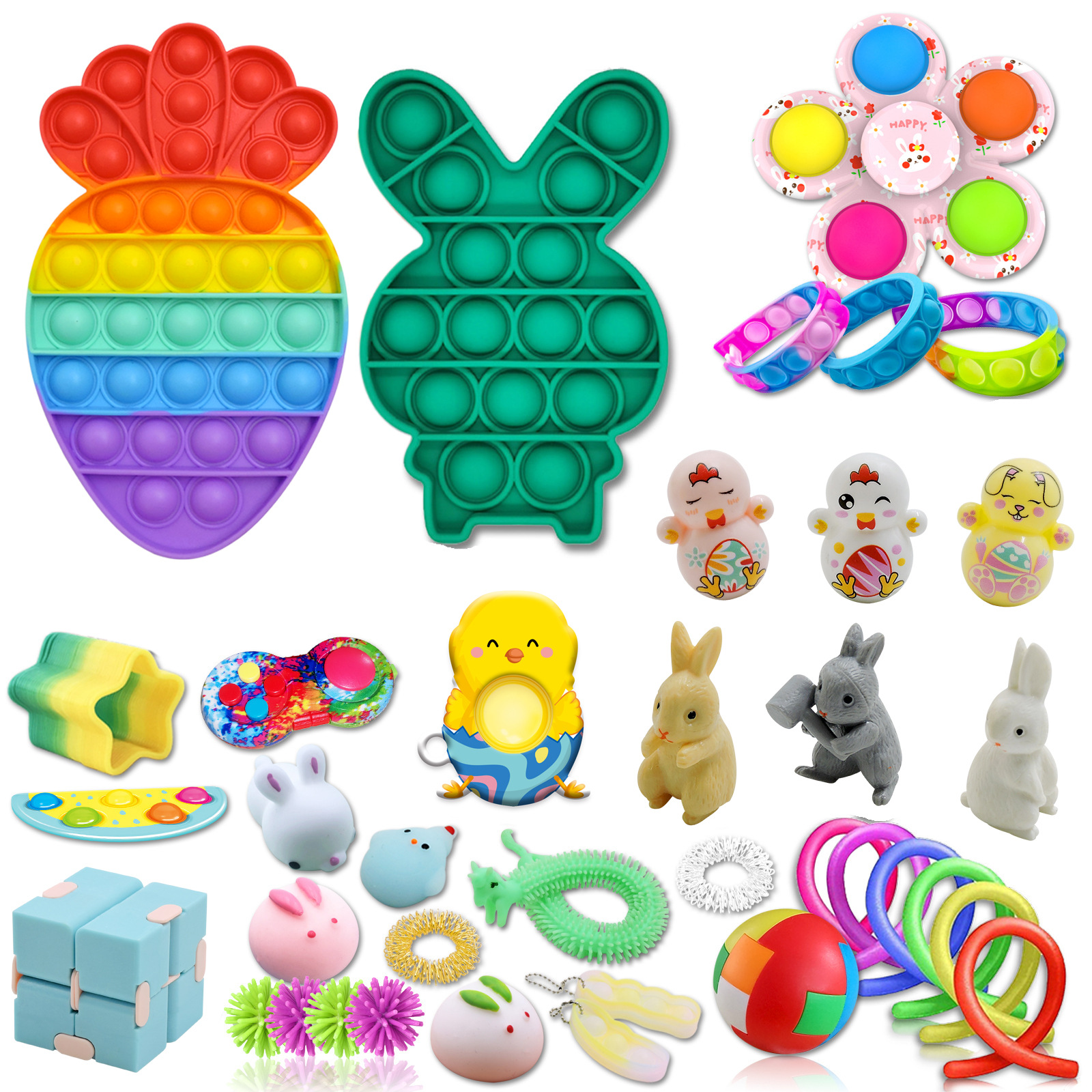 Decompression Toy Set Cross-Border DIY Rubik&#039;s Cube Dice Rat Killer Pioneer Puzzle Egg Rabbit Easter Egg Toy