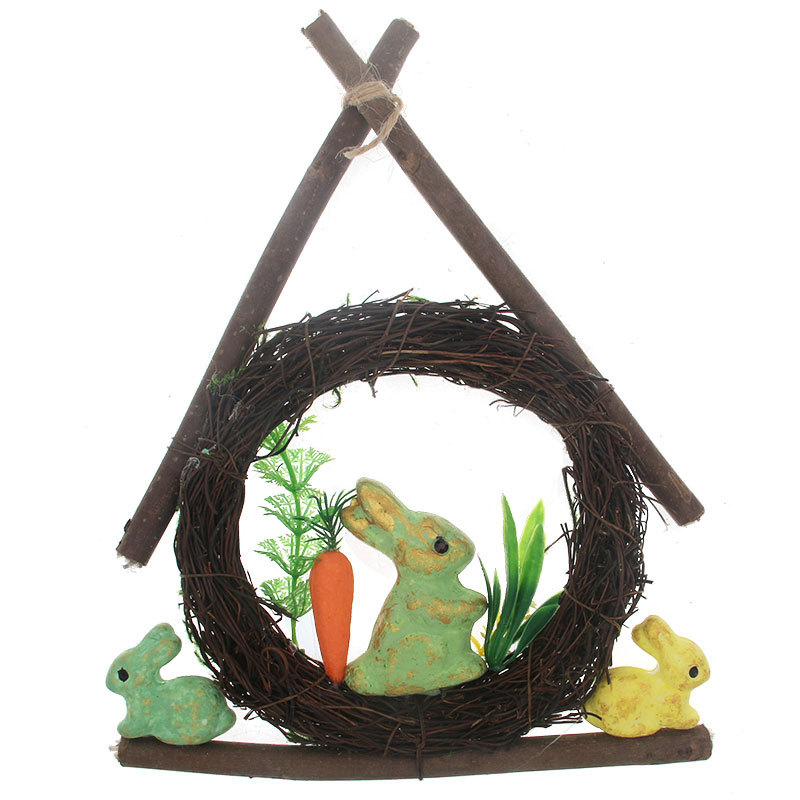 Cross-Border Hot Easter Rabbit Graffiti Foam Egg Pot Hanging Ornament Rattan Ornament Cartoon Toy Egg Easter Egg