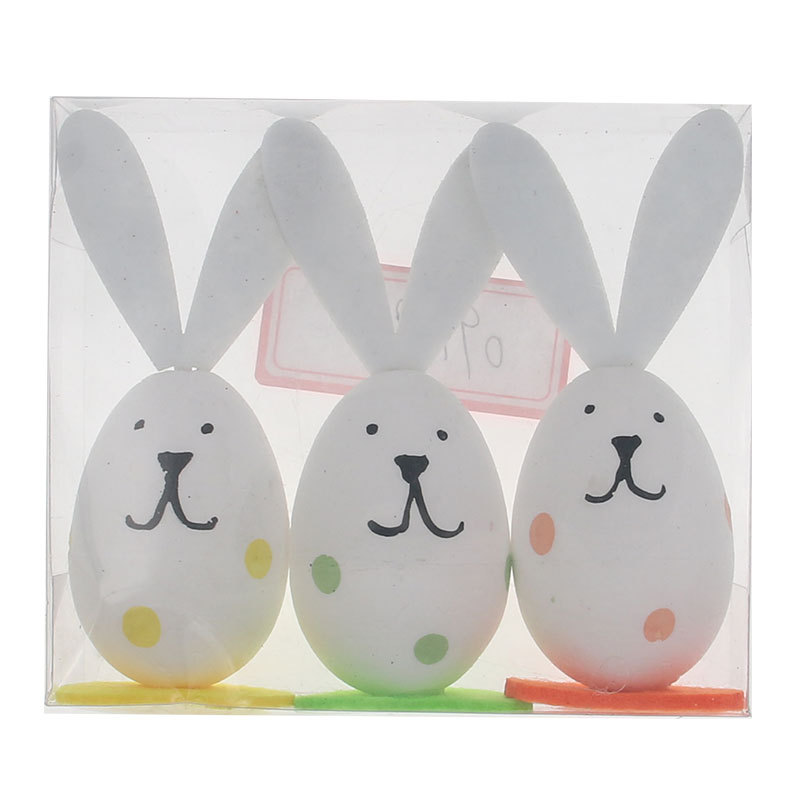 Cross-Border Hot Easter Rabbit Graffiti Foam Egg Pot Hanging Ornament Rattan Ornament Cartoon Toy Egg Easter Egg