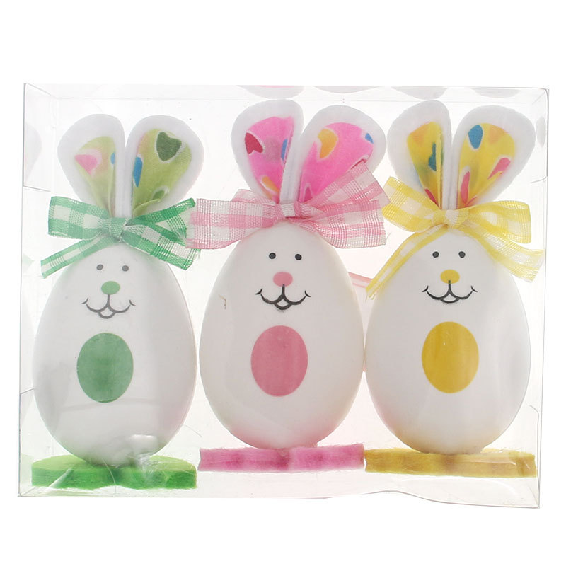 Cross-Border Hot Easter Rabbit Graffiti Foam Egg Pot Hanging Ornament Rattan Ornament Cartoon Toy Egg Easter Egg