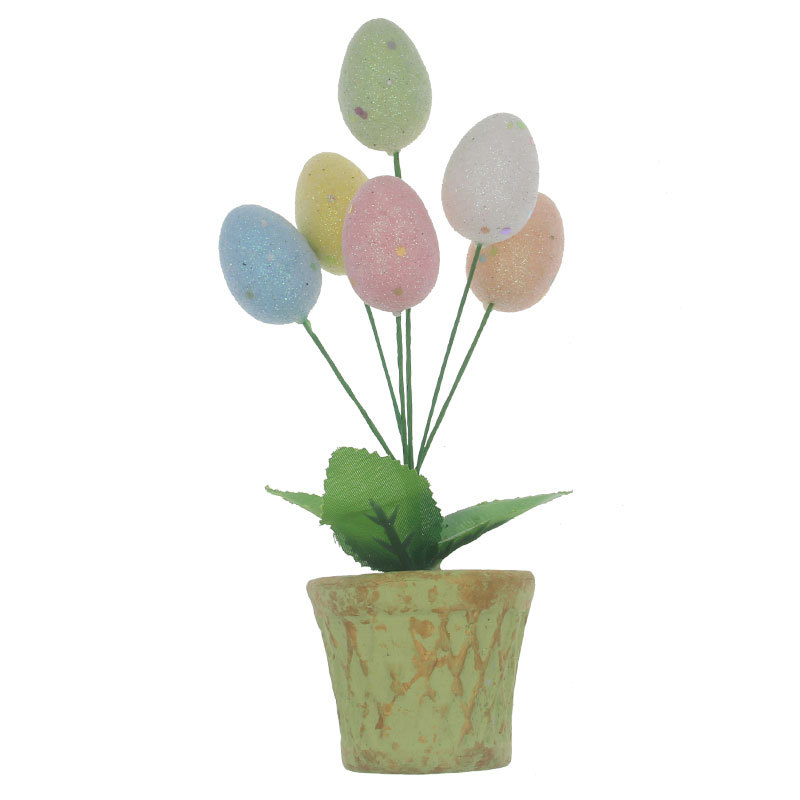 Cross-Border Hot Easter Rabbit Graffiti Foam Egg Pot Hanging Ornament Rattan Ornament Cartoon Toy Egg Easter Egg