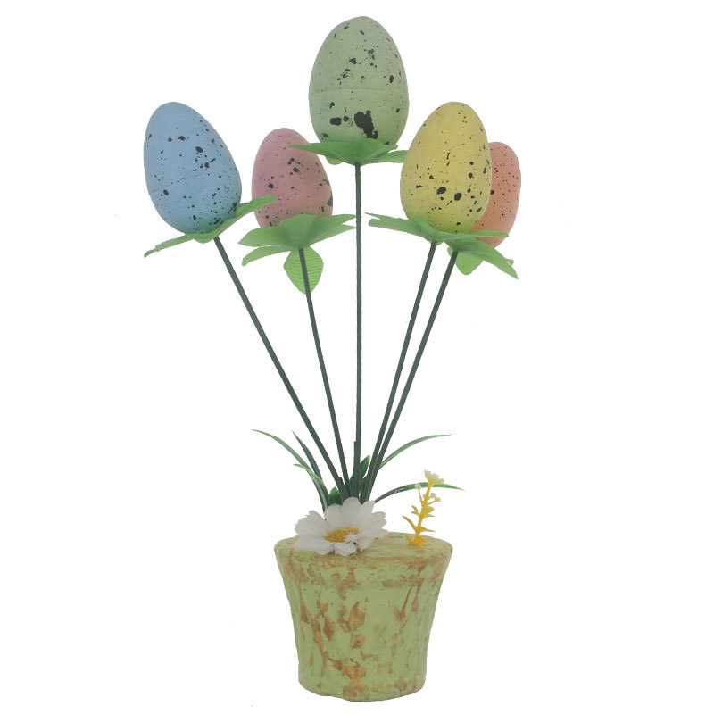 Cross-Border Hot Easter Rabbit Graffiti Foam Egg Pot Hanging Ornament Rattan Ornament Cartoon Toy Egg Easter Egg