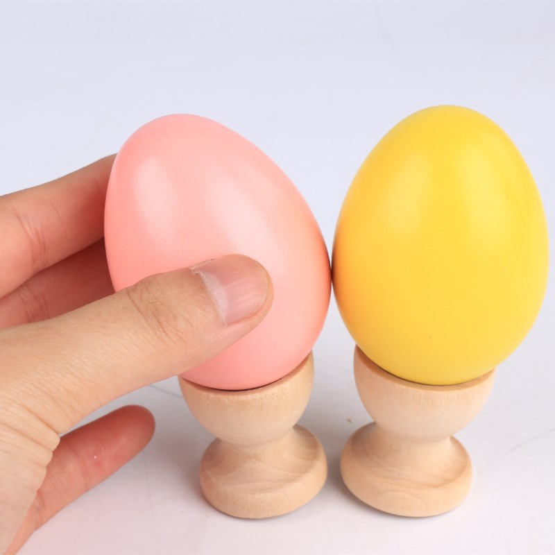 Factory Direct Sales Wooden Egg Bracket Wooden Simulation of Eggs Base Wine Glass Shape Easter Children&#039;s Toys