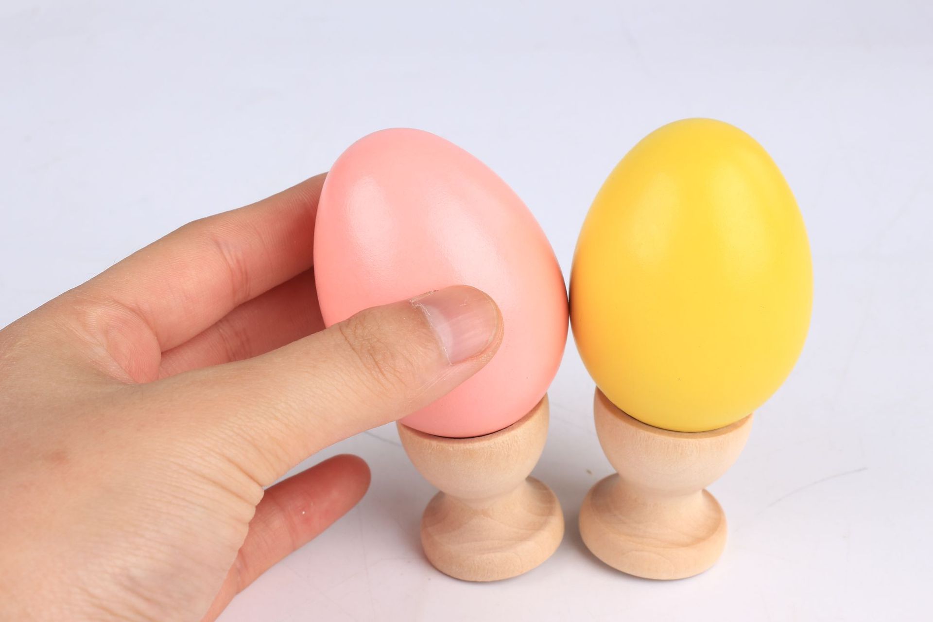 Factory Direct Sales Wooden Egg Bracket Wooden Simulation of Eggs Base Wine Glass Shape Easter Children's Toys