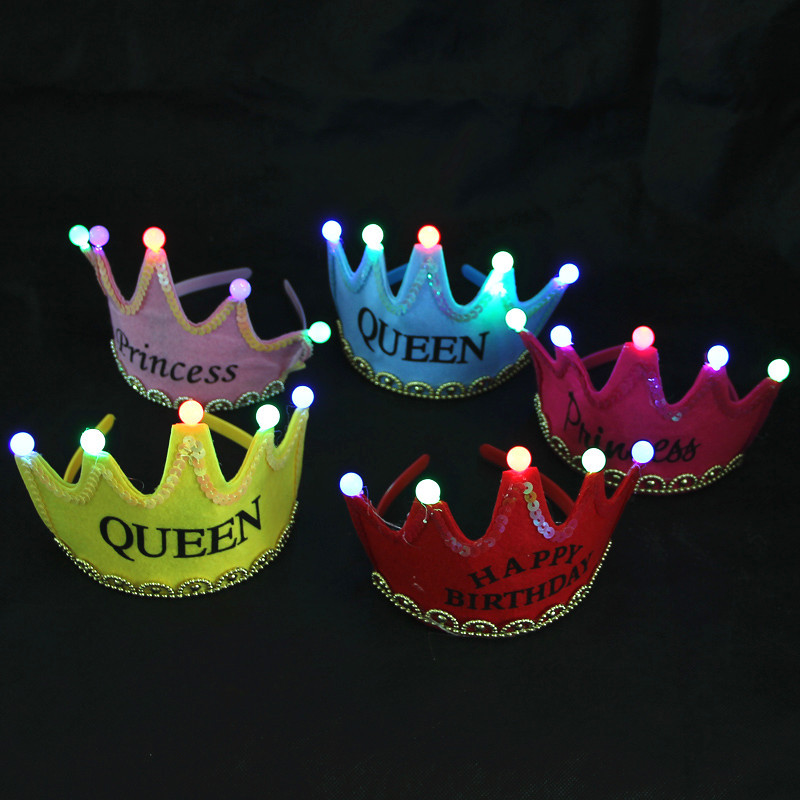 New non-woven colorful birthday Hat Crown LED multi-color light emitting light emitting five-light Crown New non-woven colorful birthday Hat Crown LED multi-color light emitting light emitting five-light Crown