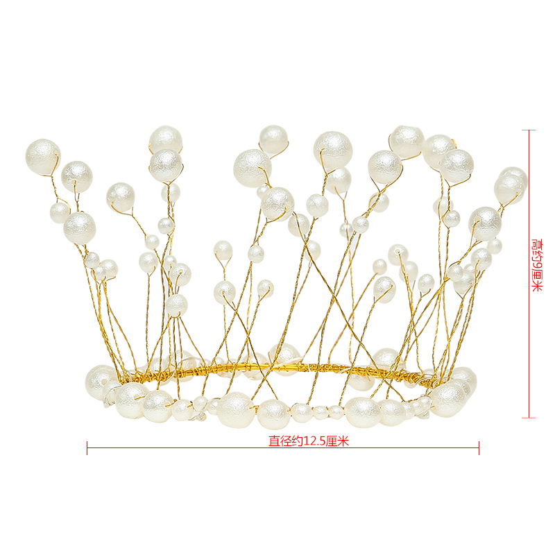 Factory Direct Sales Pearl Crown Cake Decoration Artificial Headdress Baking Decoration Birthday Cake Crown Spot