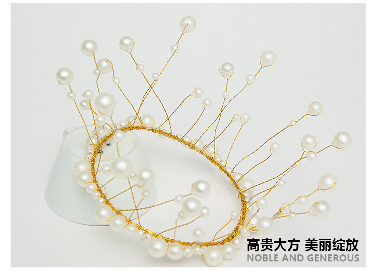 Factory Direct Sales Pearl Crown Cake Decoration Artificial Headdress Baking Decoration Birthday Cake Crown Spot