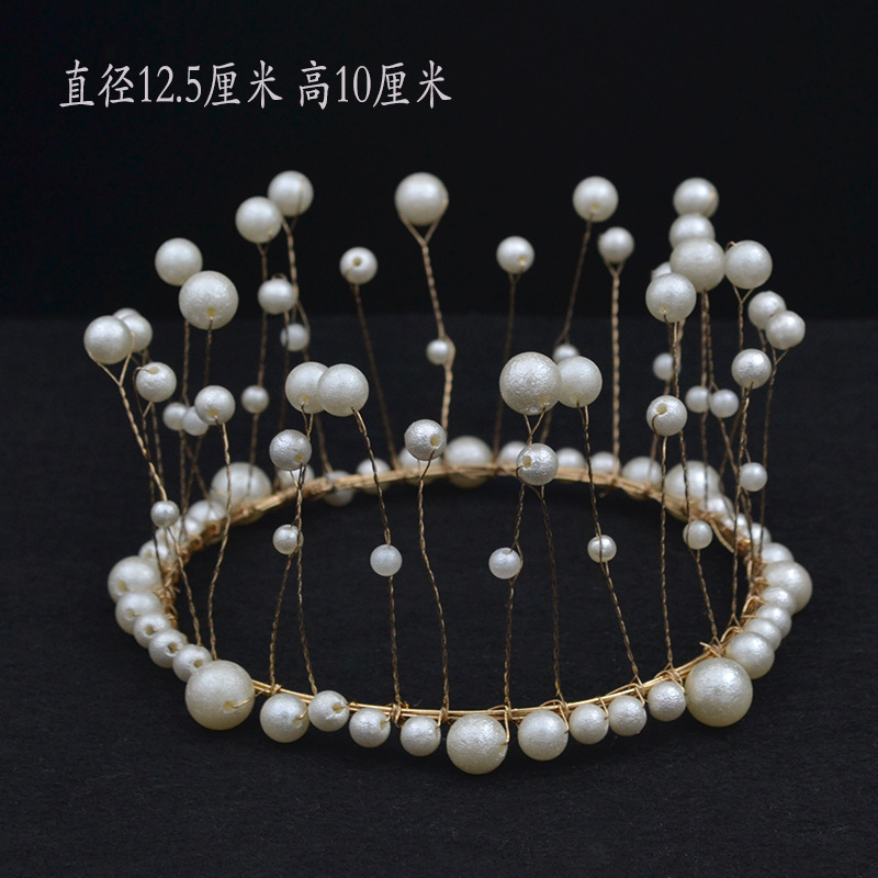 Factory Direct Sales Pearl Crown Cake Decoration Artificial Headdress Baking Decoration Birthday Cake Crown Spot
