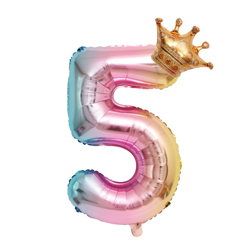 Manufacturers direct 32 \\ \"digital gradient balloon children 's birthday decorative balloon crown digital aluminum film a balloon Manufacturers direct 32 \\ \"digital gradient balloon children 's birthday decorative balloon crown digital aluminum film a balloon