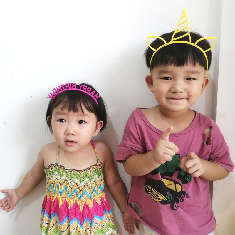 Factory Primary Supply Happy Birthday Children's Cartoon Crown Happy Birthday Hairband Headband Wholesale