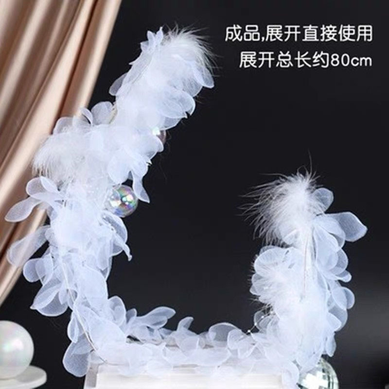 Internet Celebrity Feather Moon Boat Cake Stand Grenadine Goddess Crown Birthday Plug-in Components Valentine&#039;s Day Dessert Table Baking Decoration