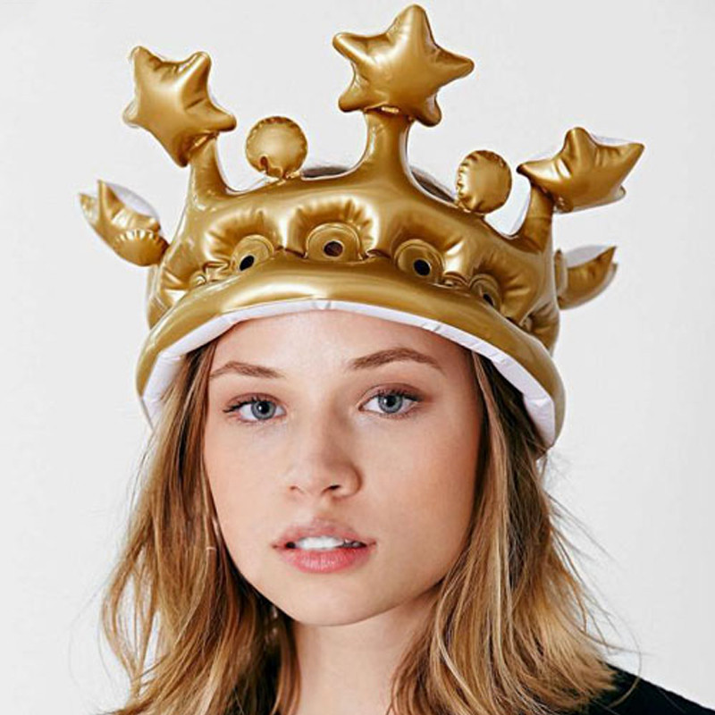 Spot Inflatable Crown Crown Hat Children Headwear Dress up Toys Birthday Hat Dance Party Crown Props