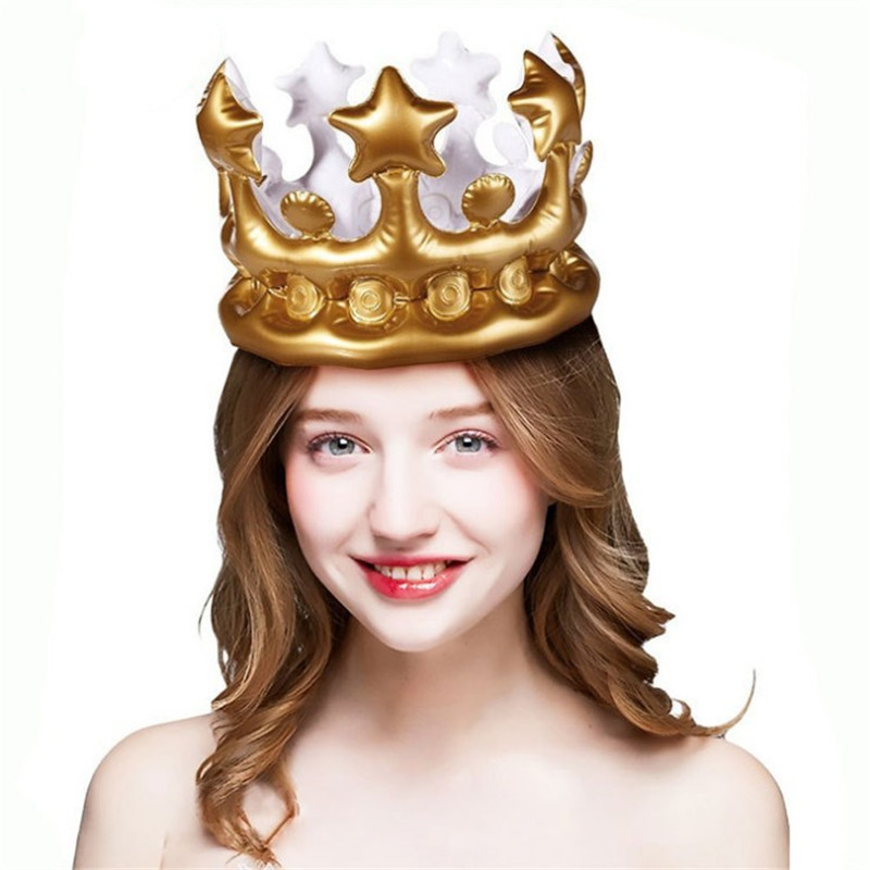 Spot Inflatable Crown Crown Hat Children Headwear Dress up Toys Birthday Hat Dance Party Crown Props