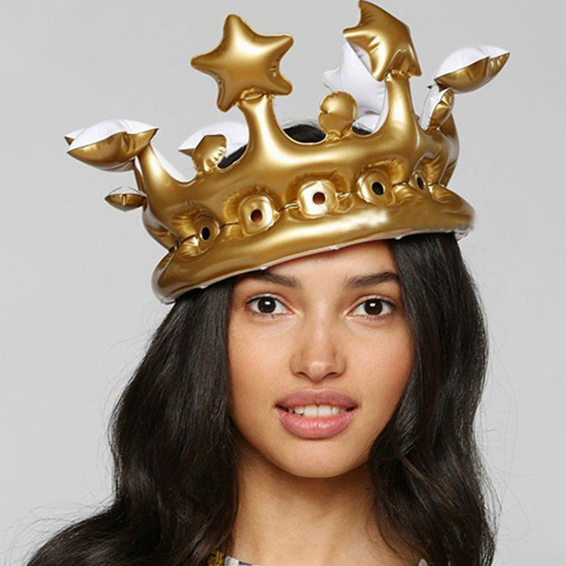 Spot Inflatable Crown Crown Hat Children Headwear Dress up Toys Birthday Hat Dance Party Crown Props