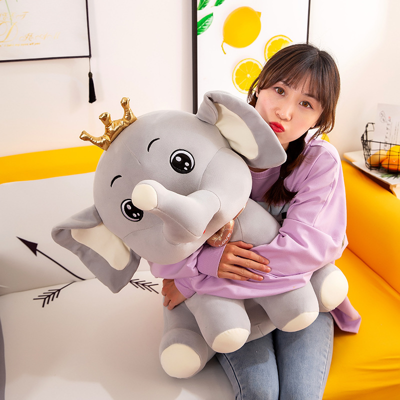2022 New Soft Elephant Plush Toy Cartoon Crown Elephant Doll Doll Children&#039;s Birthday Gifts