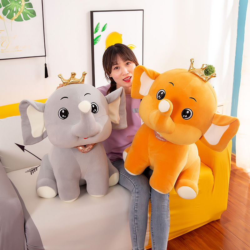 2022 New Soft Elephant Plush Toy Cartoon Crown Elephant Doll Doll Children&#039;s Birthday Gifts