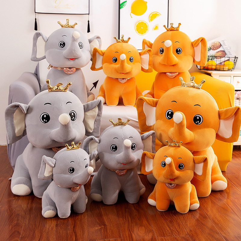 2022 New Soft Elephant Plush Toy Cartoon Crown Elephant Doll Doll Children&#039;s Birthday Gifts