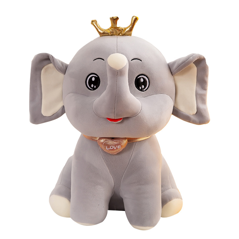 2022 New Soft Elephant Plush Toy Cartoon Crown Elephant Doll Doll Children&#039;s Birthday Gifts