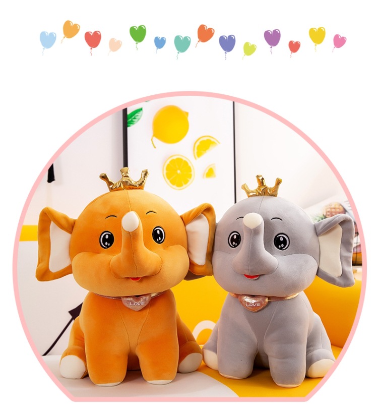 2022 New Soft Elephant Plush Toy Cartoon Crown Elephant Doll Doll Children's Birthday Gifts