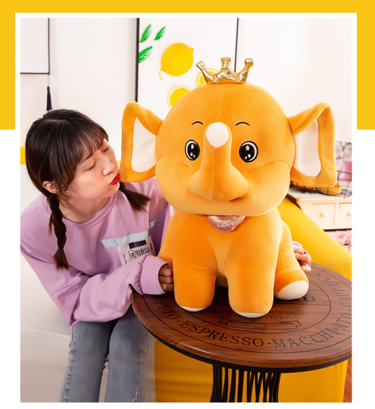 2022 New Soft Elephant Plush Toy Cartoon Crown Elephant Doll Doll Children's Birthday Gifts