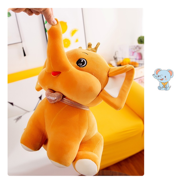 2022 New Soft Elephant Plush Toy Cartoon Crown Elephant Doll Doll Children's Birthday Gifts