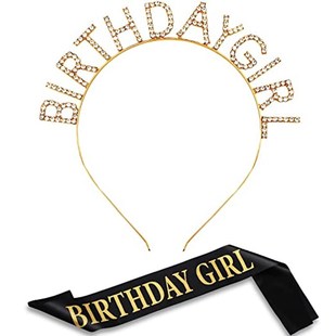 Birthday Party Number Crown Hair Clasp Shoulder Strap Etiquette Belt Set 18 21 30 40 50 60 70 Three Colors