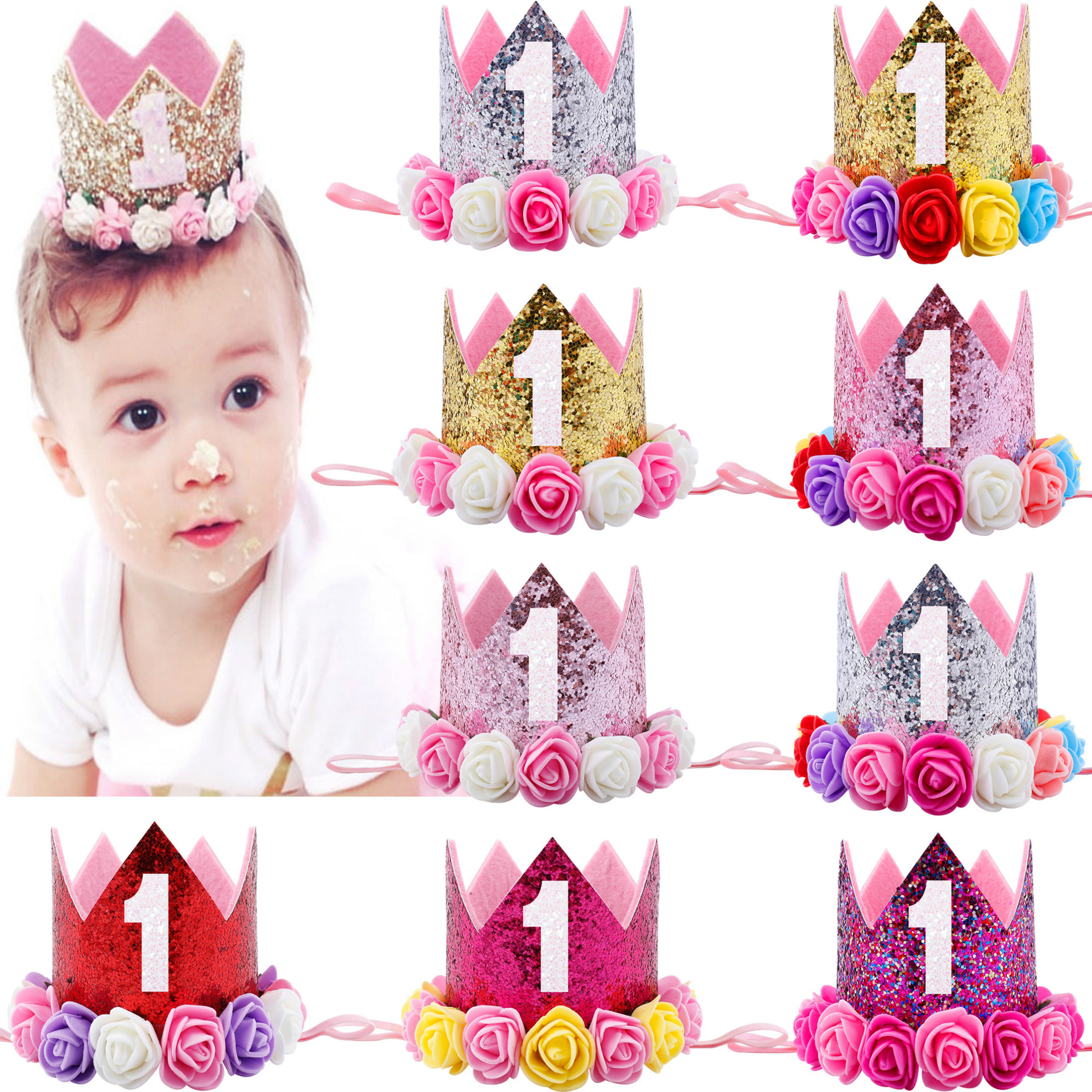 2017 New Children&#039;s Flower Crown Hair Band Baby Birthday Party Performance Photo Headdress Spot Whole