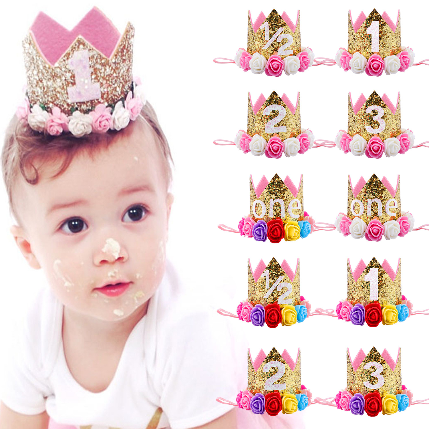 2017 New Children&#039;s Flower Crown Hair Band Baby Birthday Party Performance Photo Headdress Spot Whole