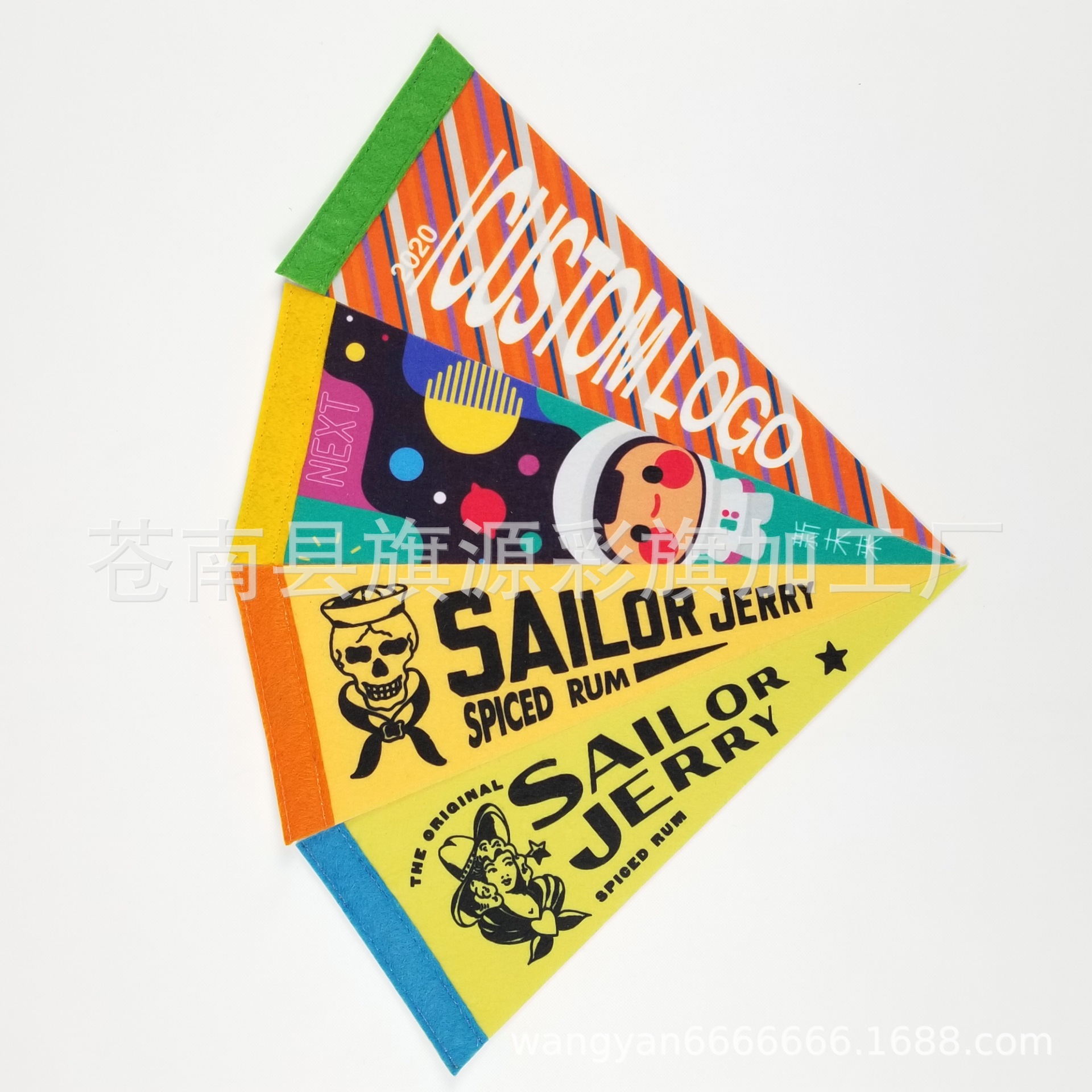 Felt Pennant Single-Sided Sublimation Printing Colorful Flags without Minimum Triangle Flag