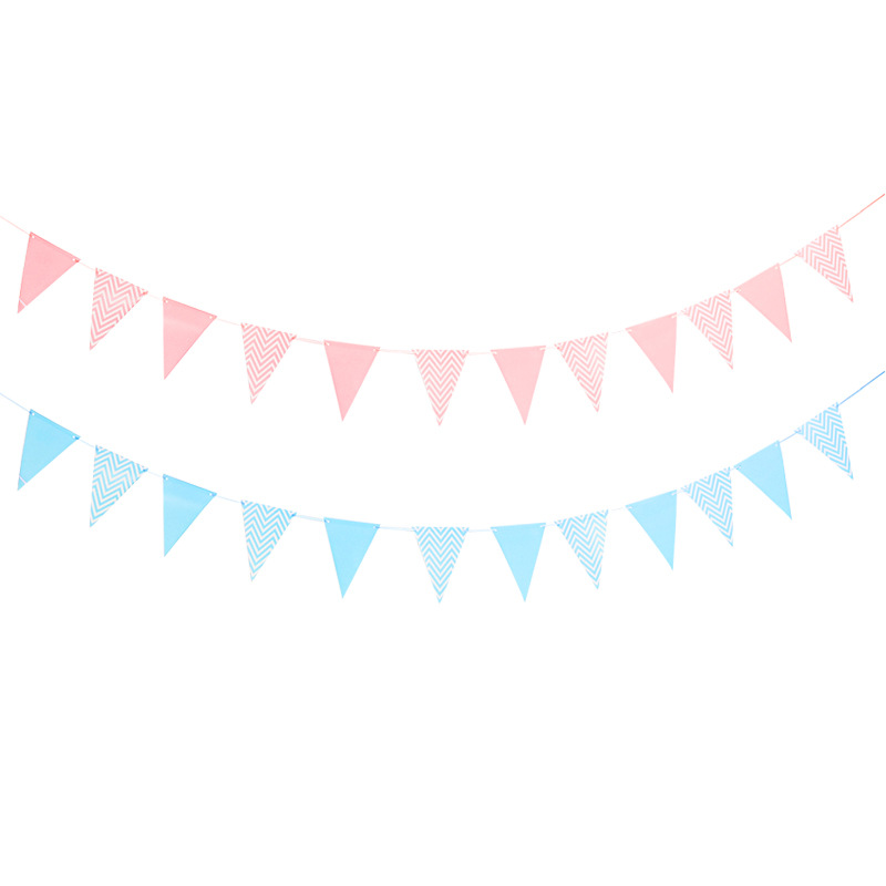 Triangle Flag  Hanging Flag Birthday Party Supplies Atmosphere Decoration Gold Silver Pink Blue Pennant Banner