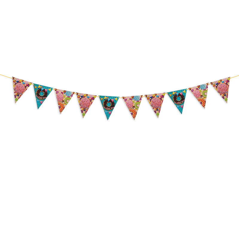 Happy Birthday Donut Expression Birthday Arrangement Family Party String Flags Triangle Pull Flag Made by Paper Happy Birthday Donut Expression Birthday Arrangement Family Party String Flags Triangle Pull Flag Made by Paper