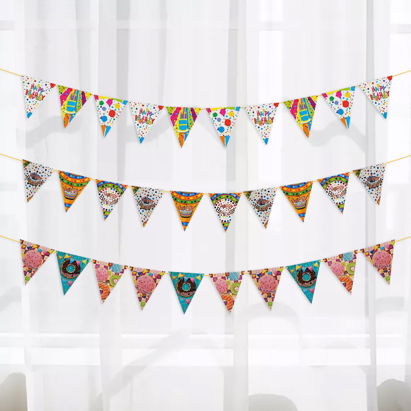 Happy Birthday Donut Expression Birthday Arrangement Family Party String Flags Triangle Pull Flag Made by Paper Happy Birthday Donut Expression Birthday Arrangement Family Party String Flags Triangle Pull Flag Made by Paper