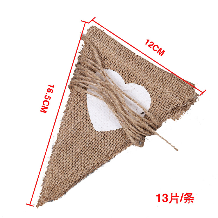 Factory Direct Sales European and American Wedding Decoration Hanging Flag Wedding Shooting Decoration Lovely Triangle Hanging Flag 13 Pieces/strip