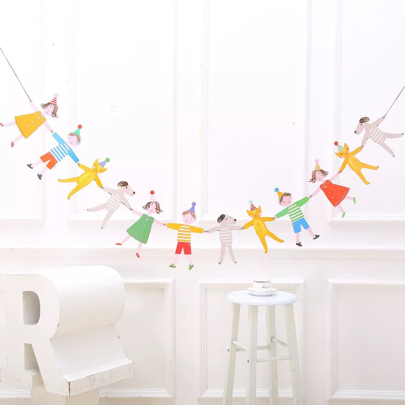 Cartoon Pennant Latte Art Baby Birthday Decoration Graduation Party Triangle Flag