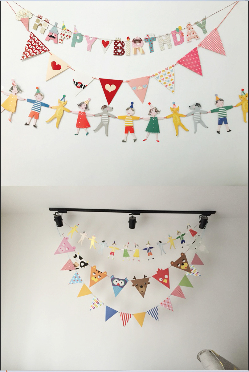 Cartoon Pennant Latte Art Baby Birthday Decoration Graduation Party Triangle Flag