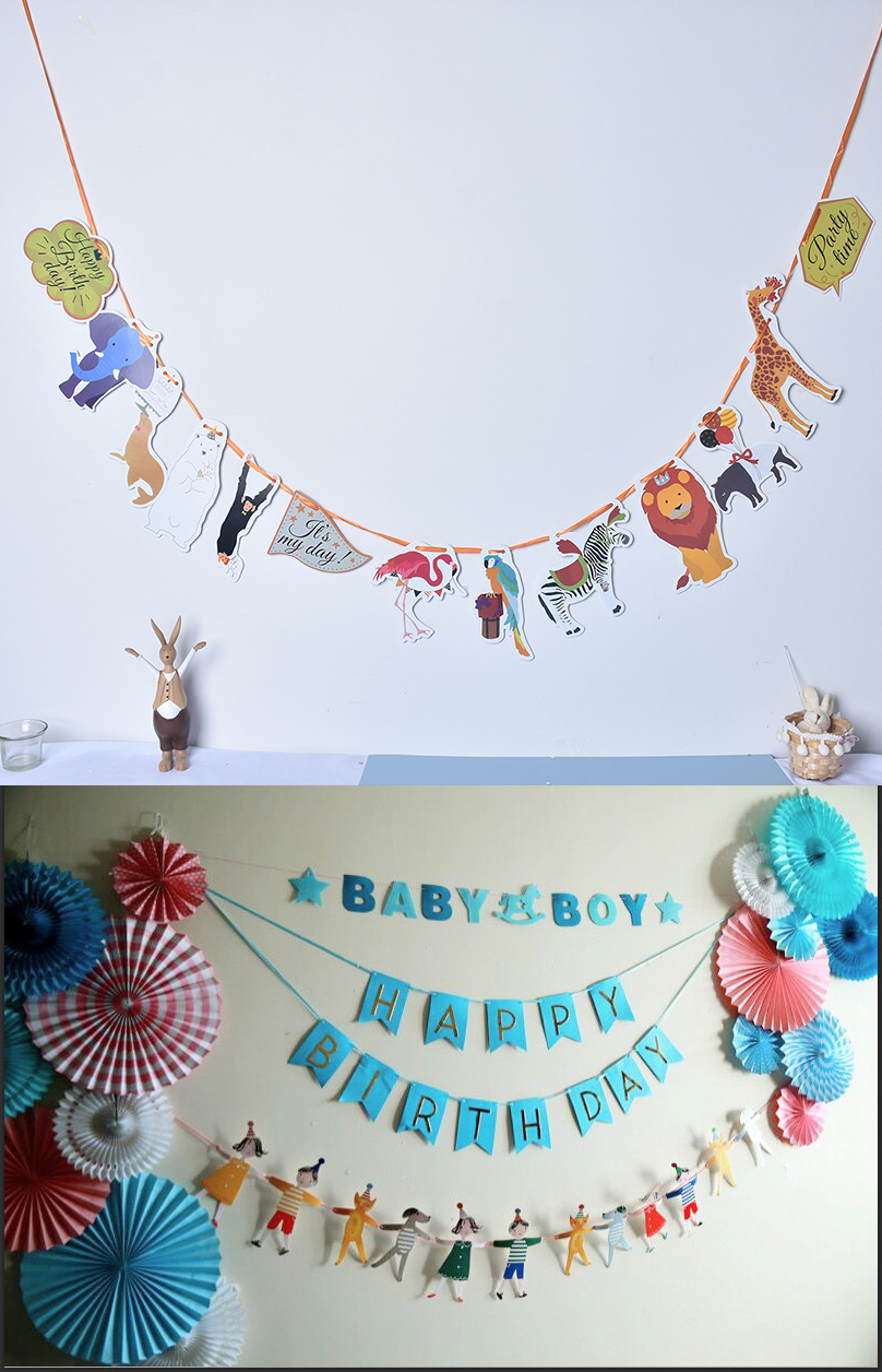 Cartoon Pennant Latte Art Baby Birthday Decoration Graduation Party Triangle Flag