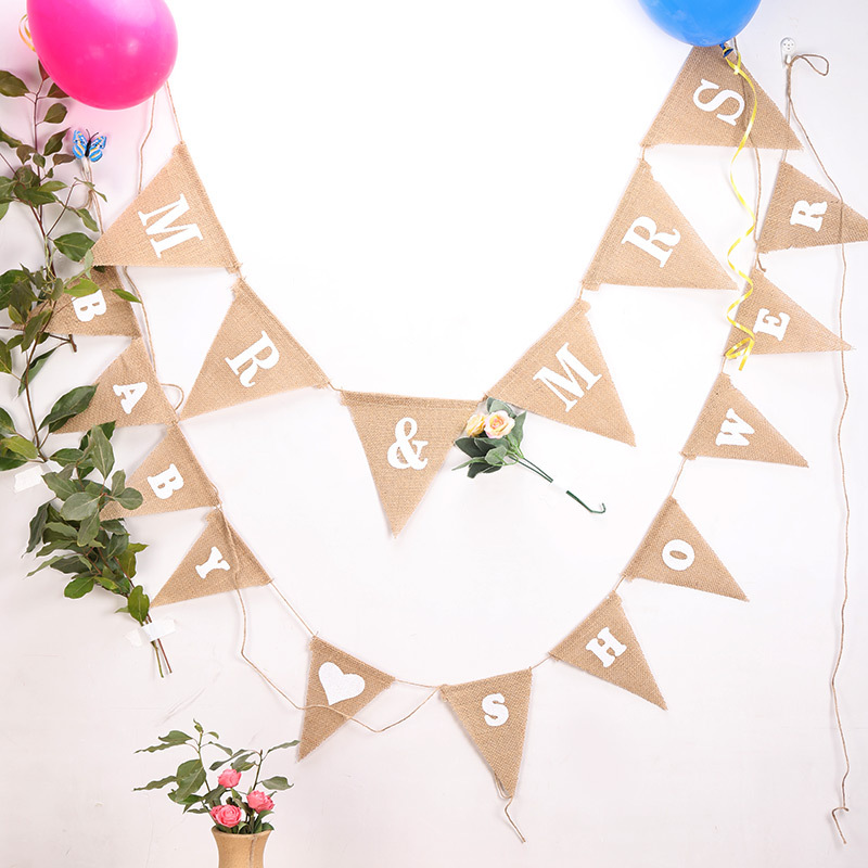 Burlap Hanging Flag String Flags Dovetail Flag Pennant Birthday Party Triangle Flag