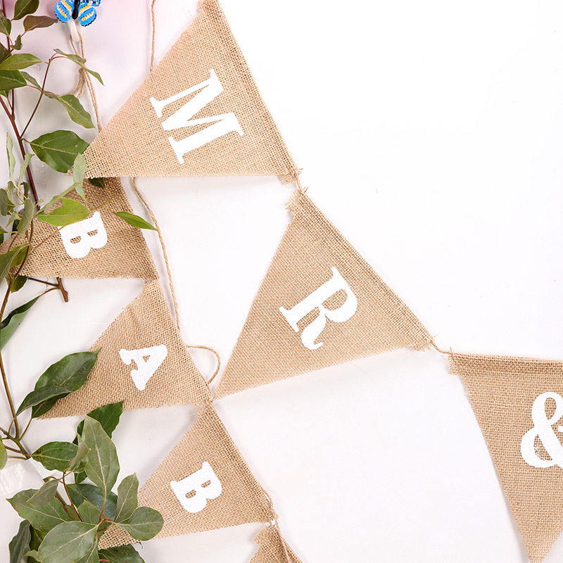 Burlap Hanging Flag String Flags Dovetail Flag Pennant Birthday Party Triangle Flag