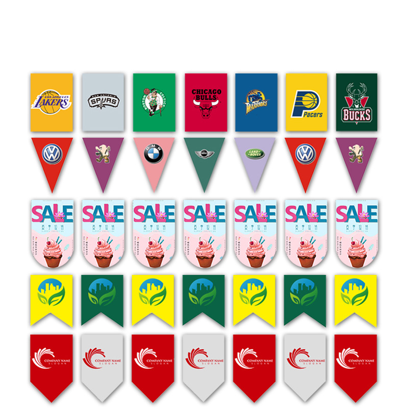 Colorful Flag Flag Hanging Flags Advertising Flag Small Flag Production Logo Coated Paper String Flags Triangle Flag