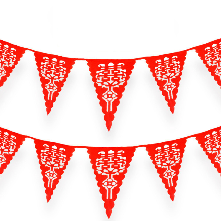Triangle Flag  Opening Wedding Arrangement Construction Site Warning Pennant Small Colorful Flag String Flags Wholesale