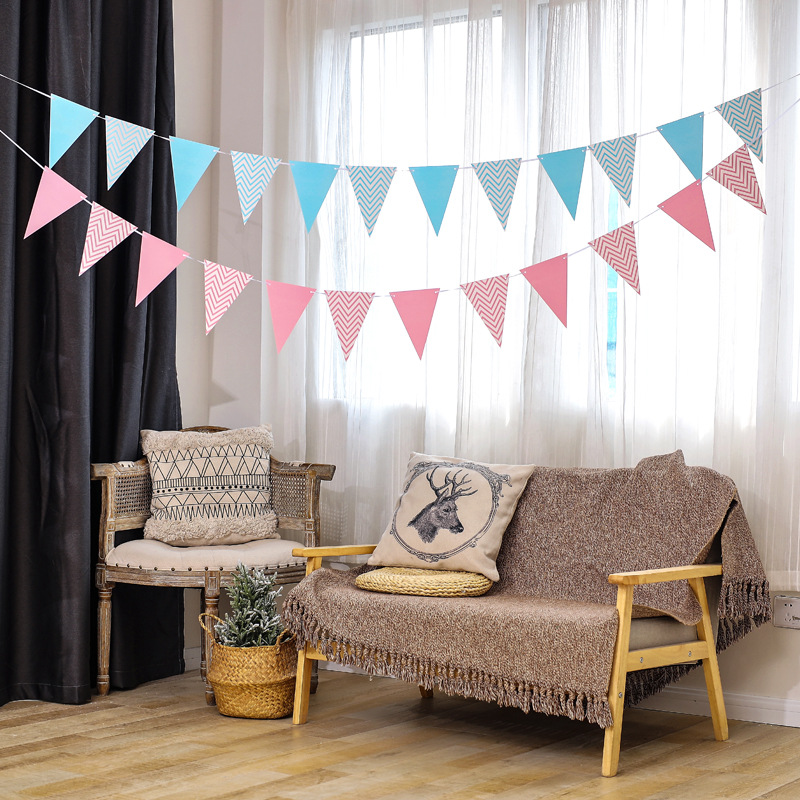 Bronzing Color Pennant Birthday Arrangement Pennant Banner Festival Party Decoration Hanging Flag Nordic Triangle Flag