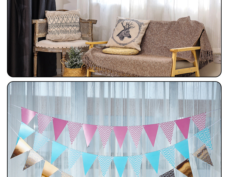 Bronzing Color Pennant Birthday Arrangement Pennant Banner Festival Party Decoration Hanging Flag Nordic Triangle Flag Bronzing Color Pennant Birthday Arrangement Pennant Banner Festival Party Decoration Hanging Flag Nordic Triangle Flag