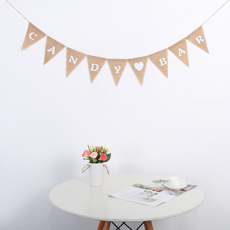 Factory Direct Sales DIY Handmade Craft Christmas Wedding Party Decoration Linen Triangle Flag Factory Direct Sales DIY Handmade Craft Christmas Wedding Party Decoration Linen Triangle Flag