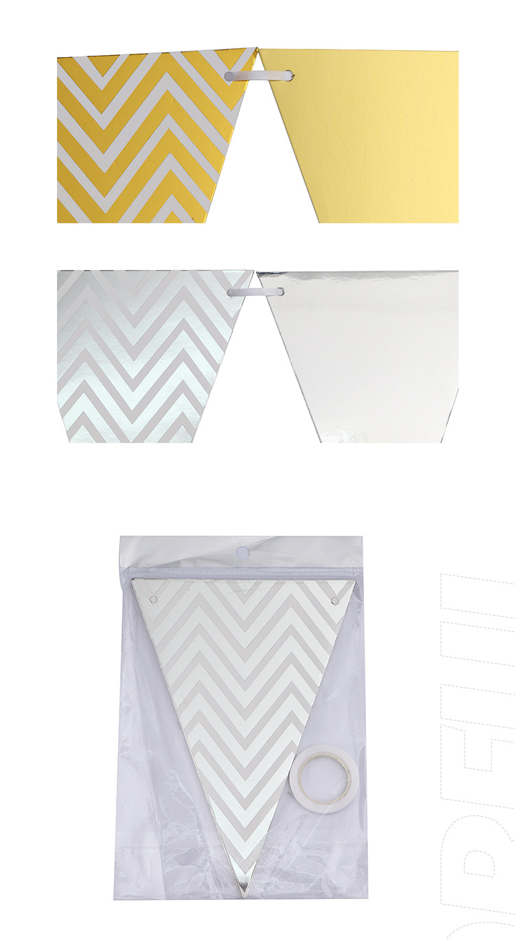 Triangle Flag  Bunting Bronzing Triangle Hanging Flag Party Atmosphere Decoration Pennant Banner in Stock Wholesale