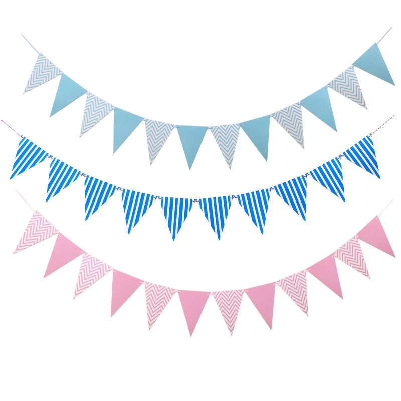 Nordic Ins Wave Pattern Bronzing Pennant Birthday Party Supplies Decoration Happy Triangle Flag