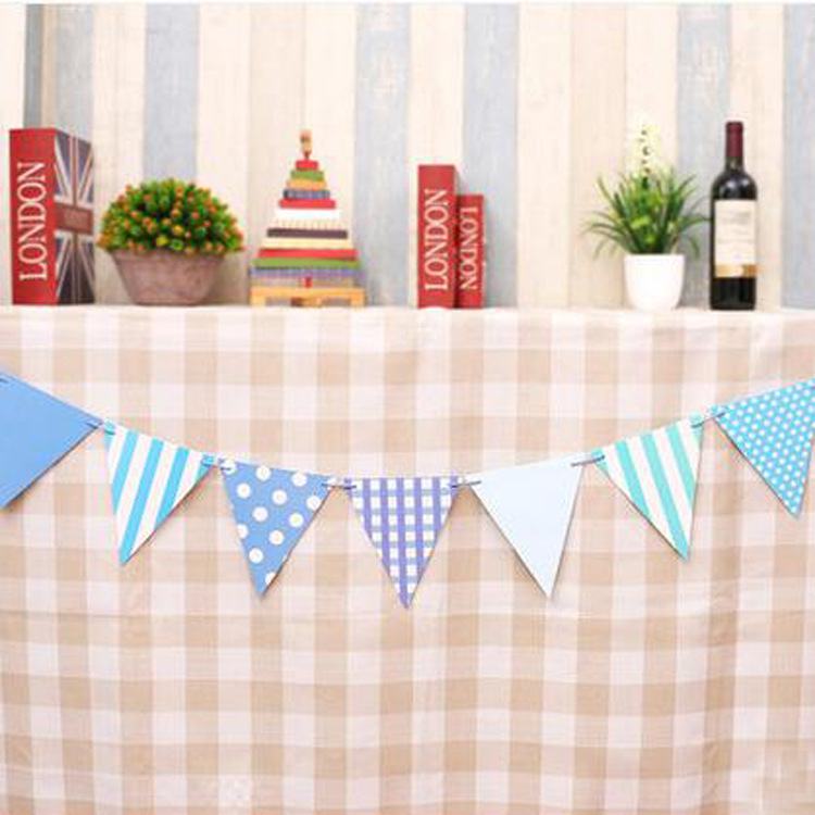 Children&#039;s Day Festival Decoration Supplies Plaid Striped Paper Pennant Triangle Flag Triangle Flag