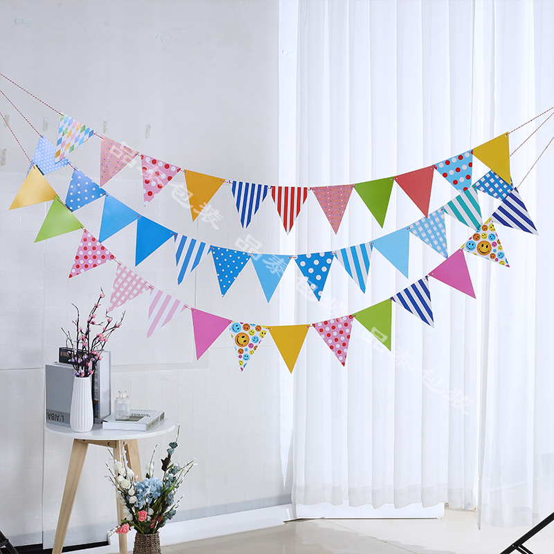 Baby Birthday Party Decoration Hanging Flag Pennant Bunting Factory Triangle Flag