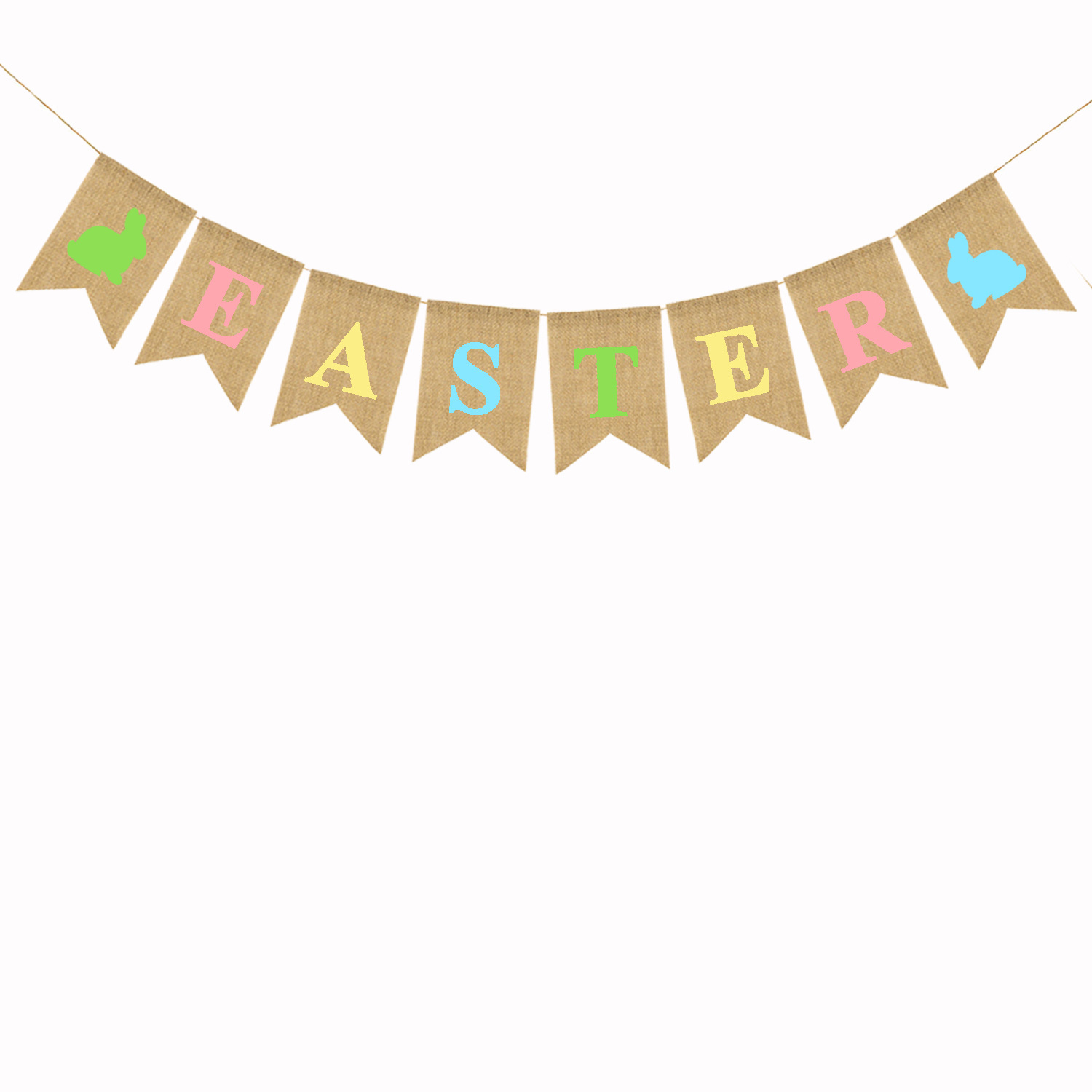 Triangle Flag Supply Easter Party Decoration Pennant Dovetail Flag Easter Linen Hanging Flag Colorful Flags
